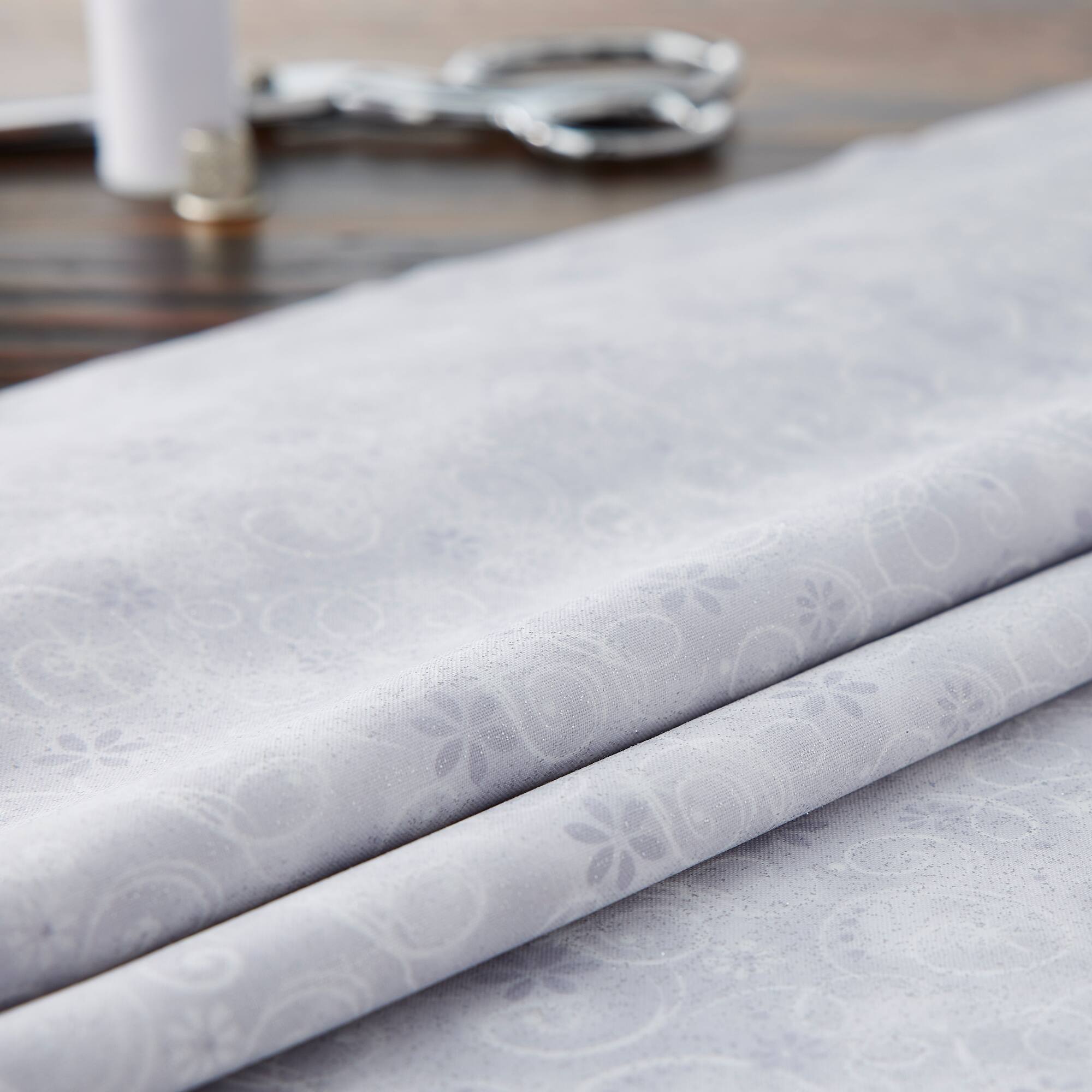 Fabric Traditions Swirls on Gray Glitter Cotton Fabric